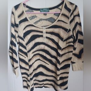 Ralph Lauren tiger strip 3/4 sleeve shirt